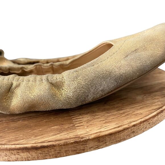 J.Crew Womens Size 7 Ballet Flats Gold Glitter Basic Casual Scrunch Slip On - Picture 3 of 12
